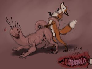 A female sletcher gives her partner a little nibble (cw: gore)